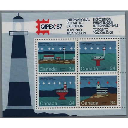 ZAYIX - Canada 1066b MNH Lighthouses - CAPEX '87 souvenir sheet 041322SM177M