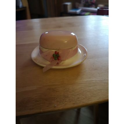 Ceramic Trinket Pot Hat pink