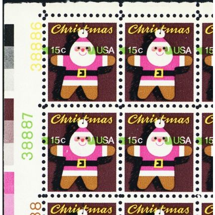 1800, MNH 15¢ Green Color Shift Error In Sheet of 100 - Santa - Stuart Katz