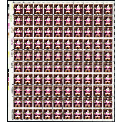 1800, MNH 15¢ Green Color Shift Error In Sheet of 100 - Santa - Stuart Katz