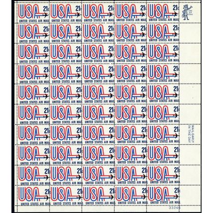 C81, MNH 21¢ Color Shift And Misperf Shift Error Sheet of 50 - Stuart Katz