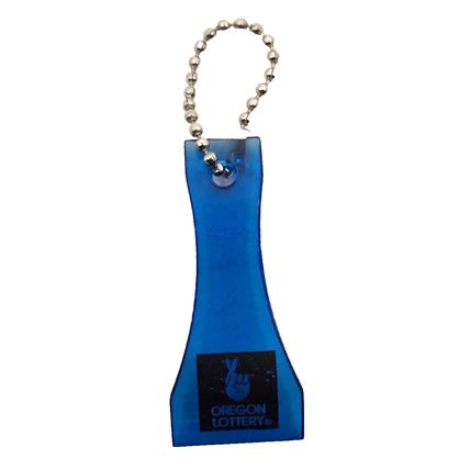 Blue Plastic Oregon Lottery Scratcher Advertising 2" Keychain Charm Purse