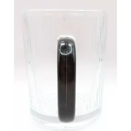 Ridged Glass Mug with Black Handle 10 CM Cold Drinks Only Gift Summer Beverages