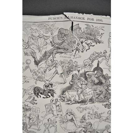 MR PUNCH’S PANORAMA OF THE YEAR 1889 Harry Furniss PUNCH CARTOON PAGE