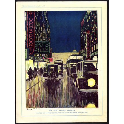 REAL TRAFFIC PROBLEM 1934 Fougasse PUNCH CARTOON PAGE