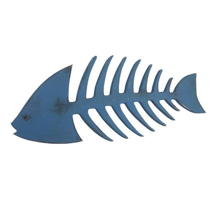 Wooden Rustic Dark Blue Fishbone Wall Mounted Decoration 25""