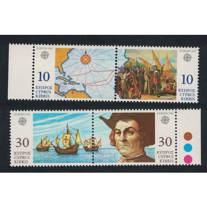 Cyprus 500th Anniversary of Discovery of America by Columbus 4v pairs 1992