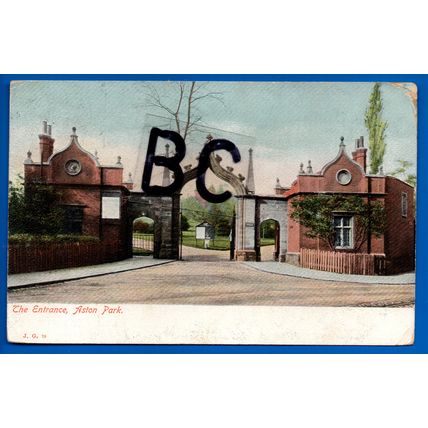 Postcard Entrance Aston Park Birmingham Nr Handsworth Erdington Perry Barr