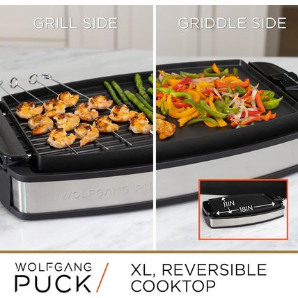 Wolfgang Puck XL Reversible Grill Griddle, Oversized Removable Cooking Plate, No