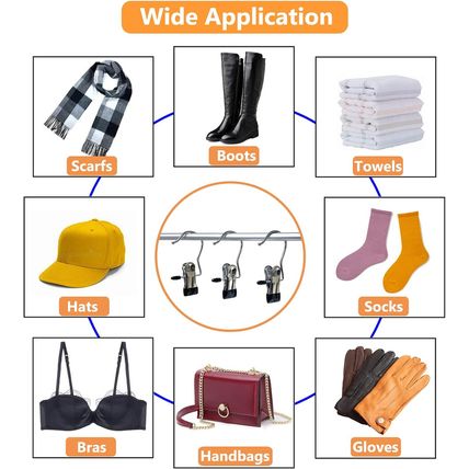 Boot Hangers for Closet, 100 Pack Hanging Clips Hook Clothes Pins for Laundry, H