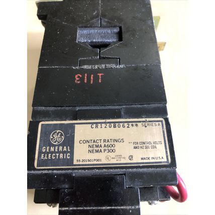 GENERAL ELECTRIC 2 RELAY 120VAC 8-POLE CR120B062** NEMA A600, P300,110v Coil,FM