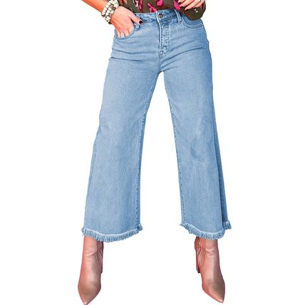 Myosotis Acid Washed High Rise Cropped Wide Leg Jeans