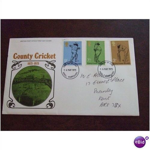 1973 GB County Cricket stamps First Day Cover Cancelled Hull