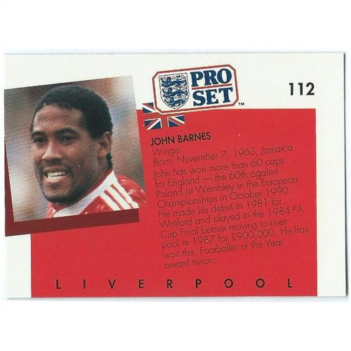 1990/1991 Pro Set Footbal - #112 - John Barnes