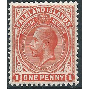 Falkland Islands 1919 SG61c 1d Orange-Vermillion Mounted Mint .. ..