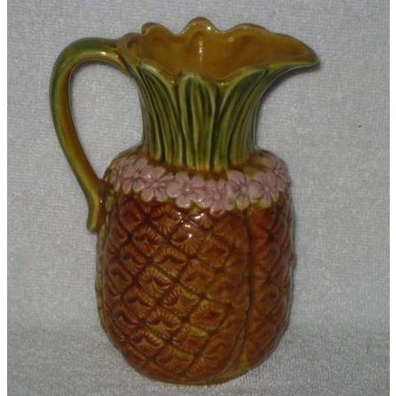 Vintage Hawaii Ceramic Souvenir Pineapple Pitcher with Lei