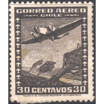 Chile 1934 - SG239 - 30c black - Junkers G24 over landscape - MH