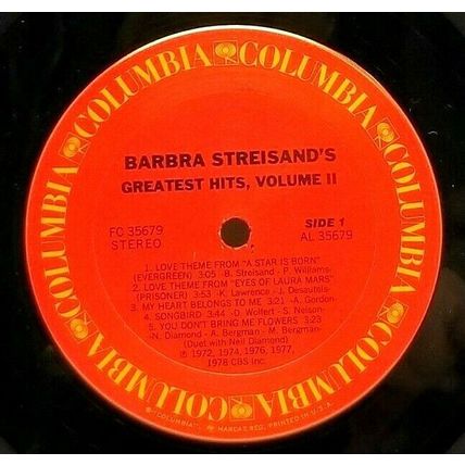 Barbara Streisand "Greatest Hits Vol. 2" 1978 LP Vinyl Record Album (P8)