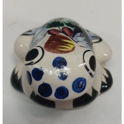 Vintage Mexican Tonala Pottery Frog Folk Art Hand-Painted Sculpture Ceramic Gift