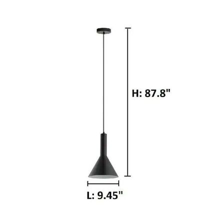 Eglo Canalello 1-Light Black Exterior and White Interior Mini Pendant