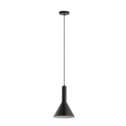 Eglo Canalello 1-Light Black Exterior and White Interior Mini Pendant