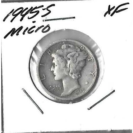 1945-S Micro "S" US Silver Mercury Dime XF