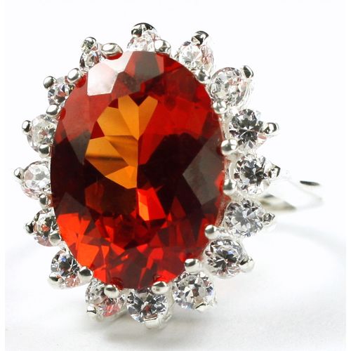 Padparadsha CZ, 925 Sterling Silver Royal Engagement Ring, SR310