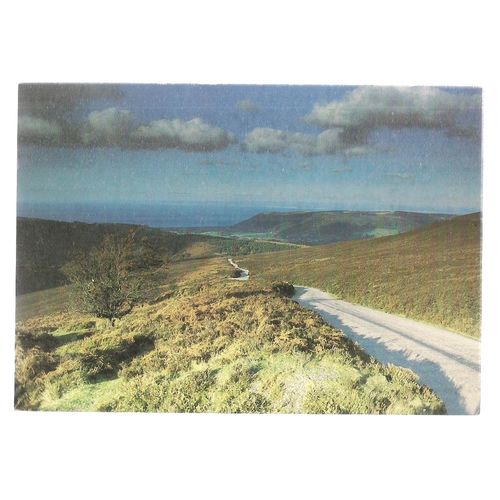 BRISTOL CHANNEL FROM DUNKERY , EXMOOR used postcard 1982 postmark =