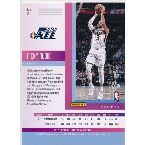 2017-18 Panini Status 7 Ricky Rubio Utah Jazz