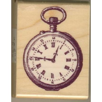 RUBBER STAMPEDE 1 3/4" X 2 1/4" Mounted Wooden Rubber Stamp, POCKET WATCH