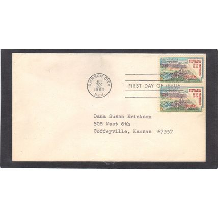 FDC 1248 5c Nevada Pair (No Cachet-Typed/A) CV42059