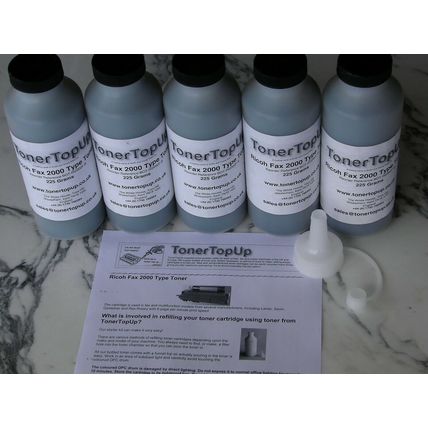 Five Bottles Toner Refill Ricoh Fax 1130 1400 1800L 2000L 2900L Type 1435 430244