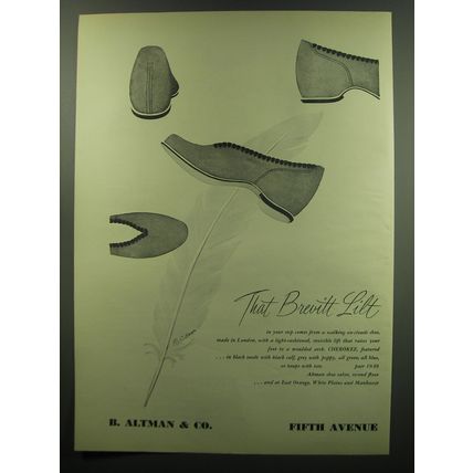1949 B. Altman & Co. Brevitt Cherokee Shoes Ad - That Brevitt lilt