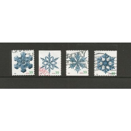 United States 2006 Christmas 1st issue Snowflakes Used Set SG 4662 / 4665