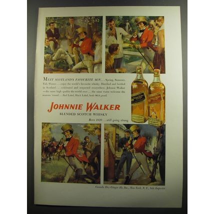 1952 Johnnie Walker Scotch Advertisement - Meet Scotland's favourite son