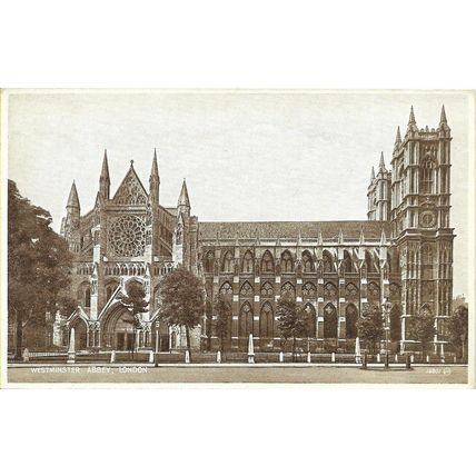 WESTMINSTER ABBEY LONDON : VALENTINE'S POSTCARD : 1892 ~