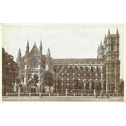 WESTMINSTER ABBEY LONDON : VALENTINE'S POSTCARD : 1892