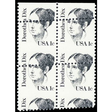 1844, Mint NH 1¢ Perfs Shifted Block of Four Stamps Freak Error ** Stuart Katz