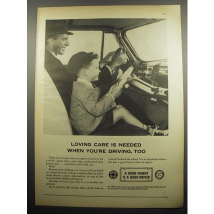 1955 Green Cross for Safety Ad - Loving care is needed when you're driving, too