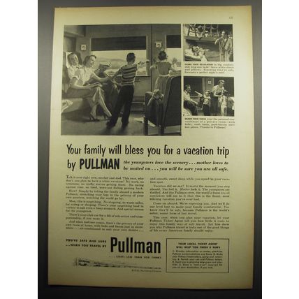 1955 Pullman Train Cars Ad - Your family will bless you for a vacation trip