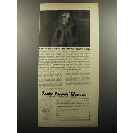 1956 Foster Parents' Plan Ad - If one picture is worth more