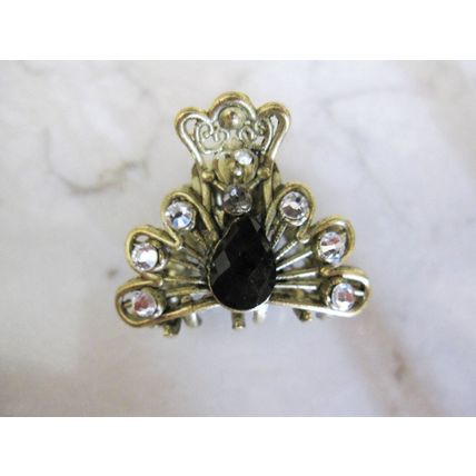 small antique bronze metal jeweled hair claw clips steampunk hair clip with