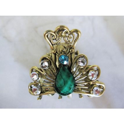 small antique bronze metal jeweled hair claw clips steampunk hair clip with
