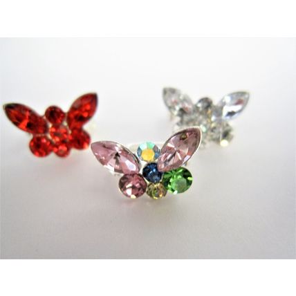 Extra tiny mini silver butterfly crystal hair barrette clip bridal clip bridal