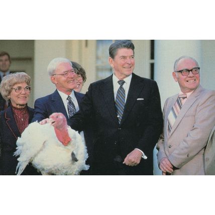 Ronald Reagan Accepts Turkey From Farm Federation Postcard
