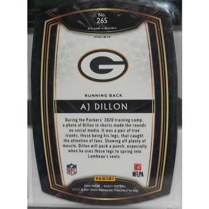2020 Select A.J. DILLON (Green Bay Packers) Club Maroon Die Cut #265