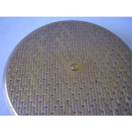 Vintage Stratton Compact Gold Geometric Chevron Pattern Cream Powder 1970's