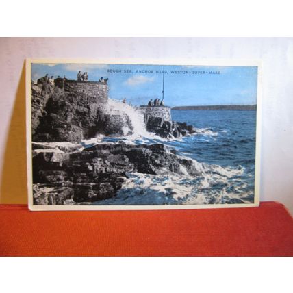 ROUGH SEA ANCHOR HEAD WESTON-SUPER-MARE, SOMERSET used postcard 1972 pm =