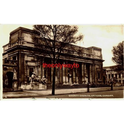 County Council Offices, Cardiff, Wales, RP Postcard, 1949