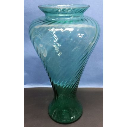 Rare MINT Antique LARGE Victorian Vaseline Glass Vase Green Uranium Swirl 1800's